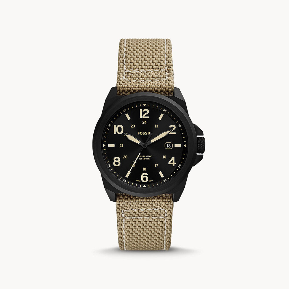 Fossil Bronson Three-Hand Date Taupe Nylon Men&