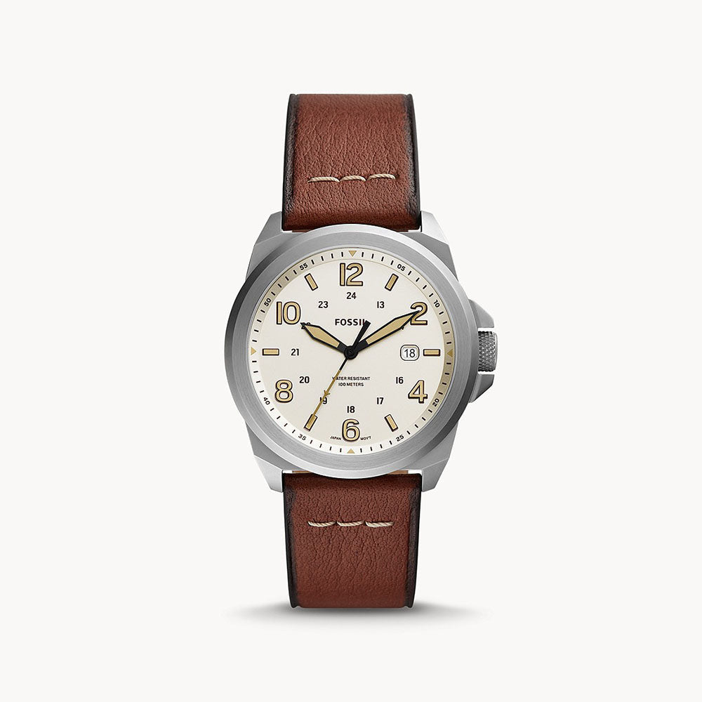 Fossil Bronson Three-Hand Date Medium Brown Eco Leather Men&