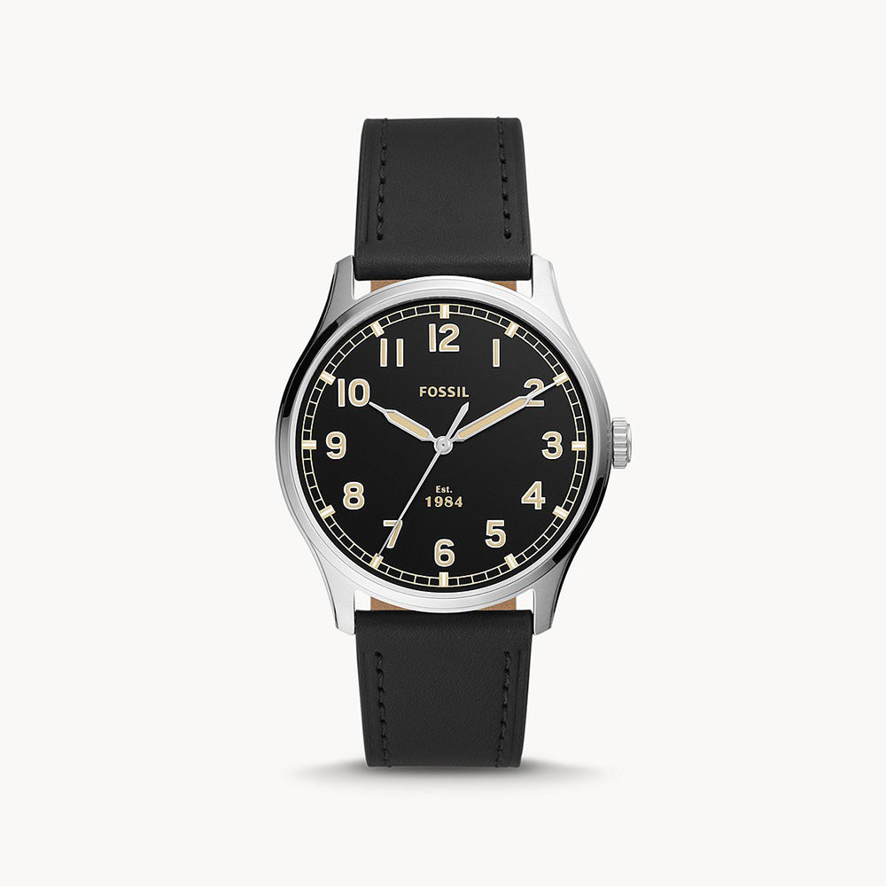 Fossil Dayliner Quartz Stainless Steel And Leather Three Hand Men&