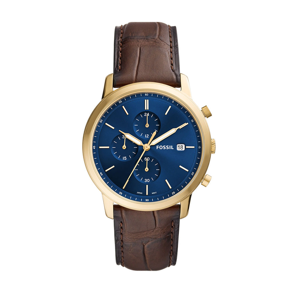 Fossil Minimalist Chronograph Brown Croco Eco Leather Men&
