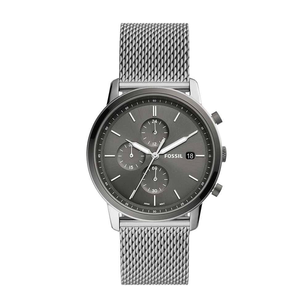 Fossil Minimalist Chronograph Stainless Steel Mesh Men&
