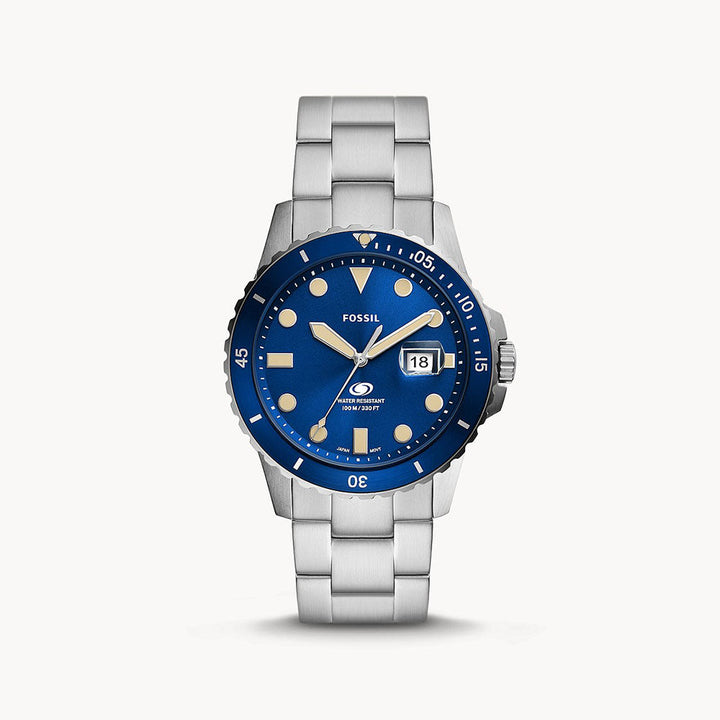 Fossil Blue Three-Hand Date Stainless Steel Men&