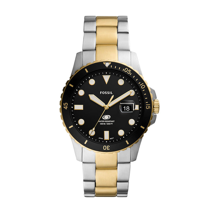 Fossil Blue Three Hand Date Two Tone Stainless Steel Men&