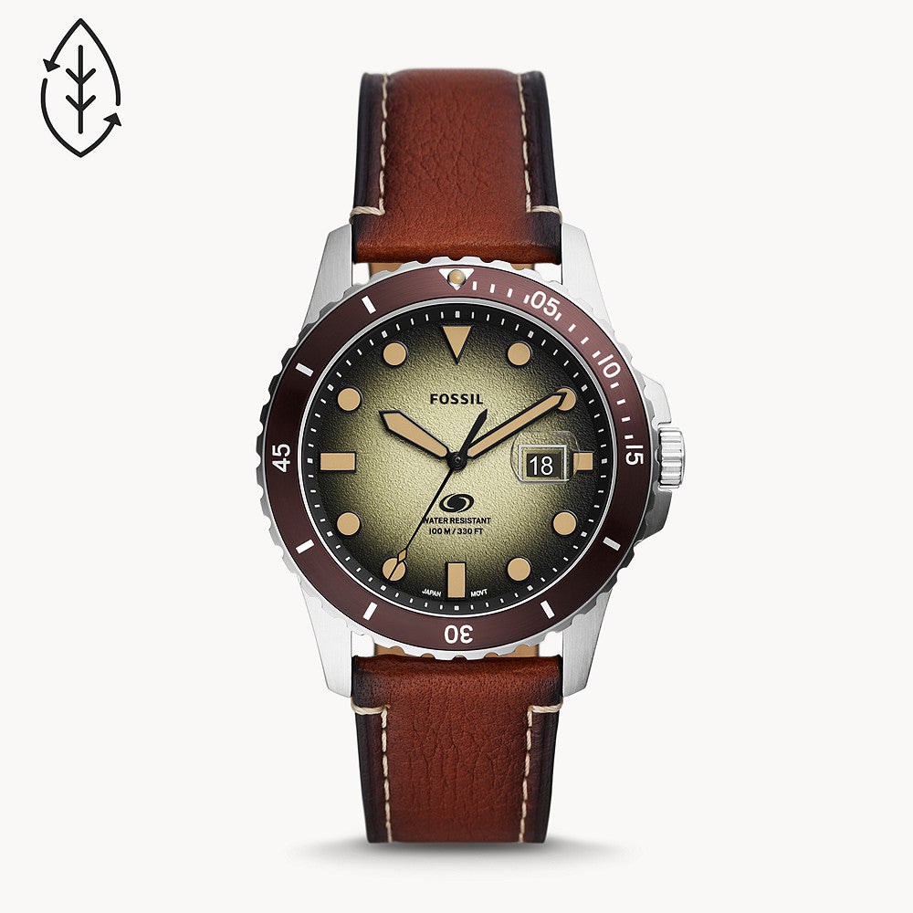 Fossil Blue Three-Hand Date Brown Eco Leather Men&