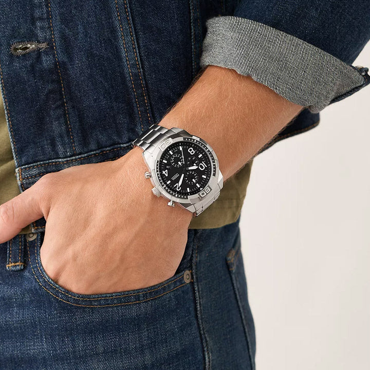 Fossil Bronson Chronograph Silver Stainless Steel Men&