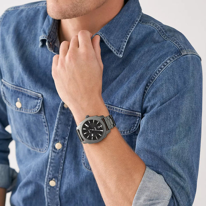 Fossil Machine Men's Three-Hand Date Stainless Steel Watch - FS5970