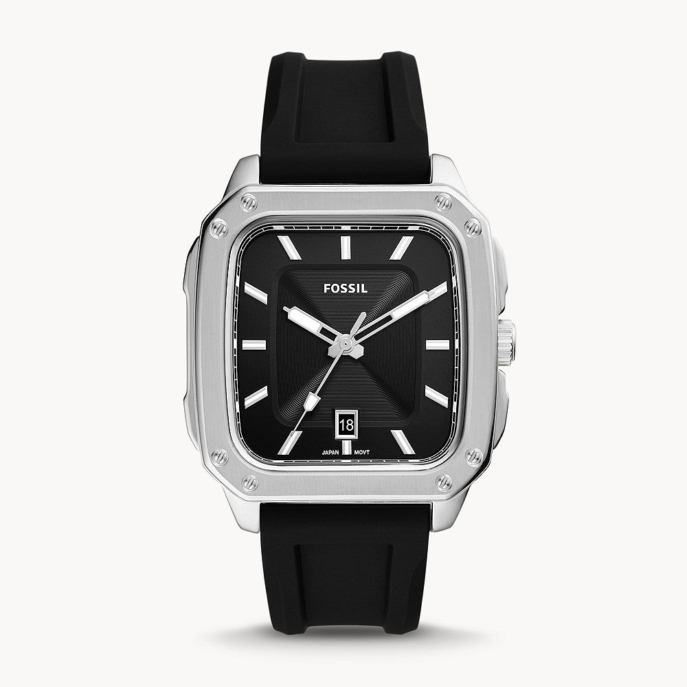 Fossil Inscription Silver Silicone Men&