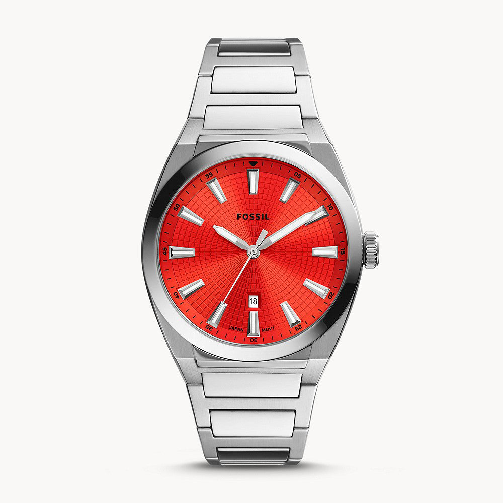 Fossil Everett Silver Stainless Steel Men&