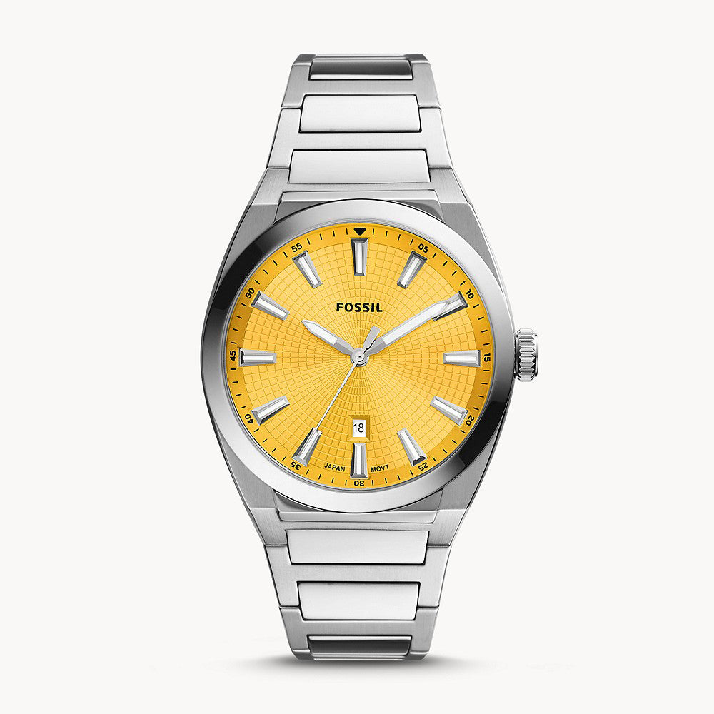 Fossil Everett Silver Stainless Steel Men&