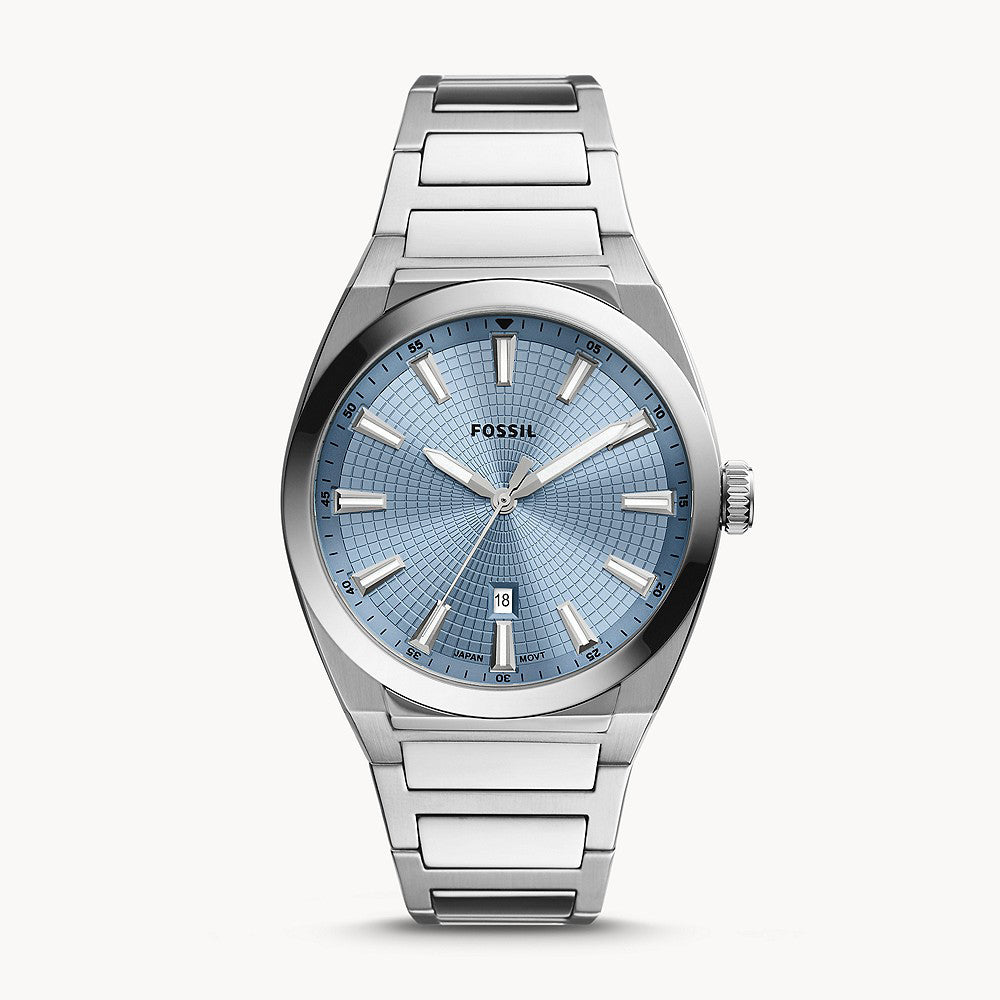 Fossil Everett Silver Stainless Steel Men&