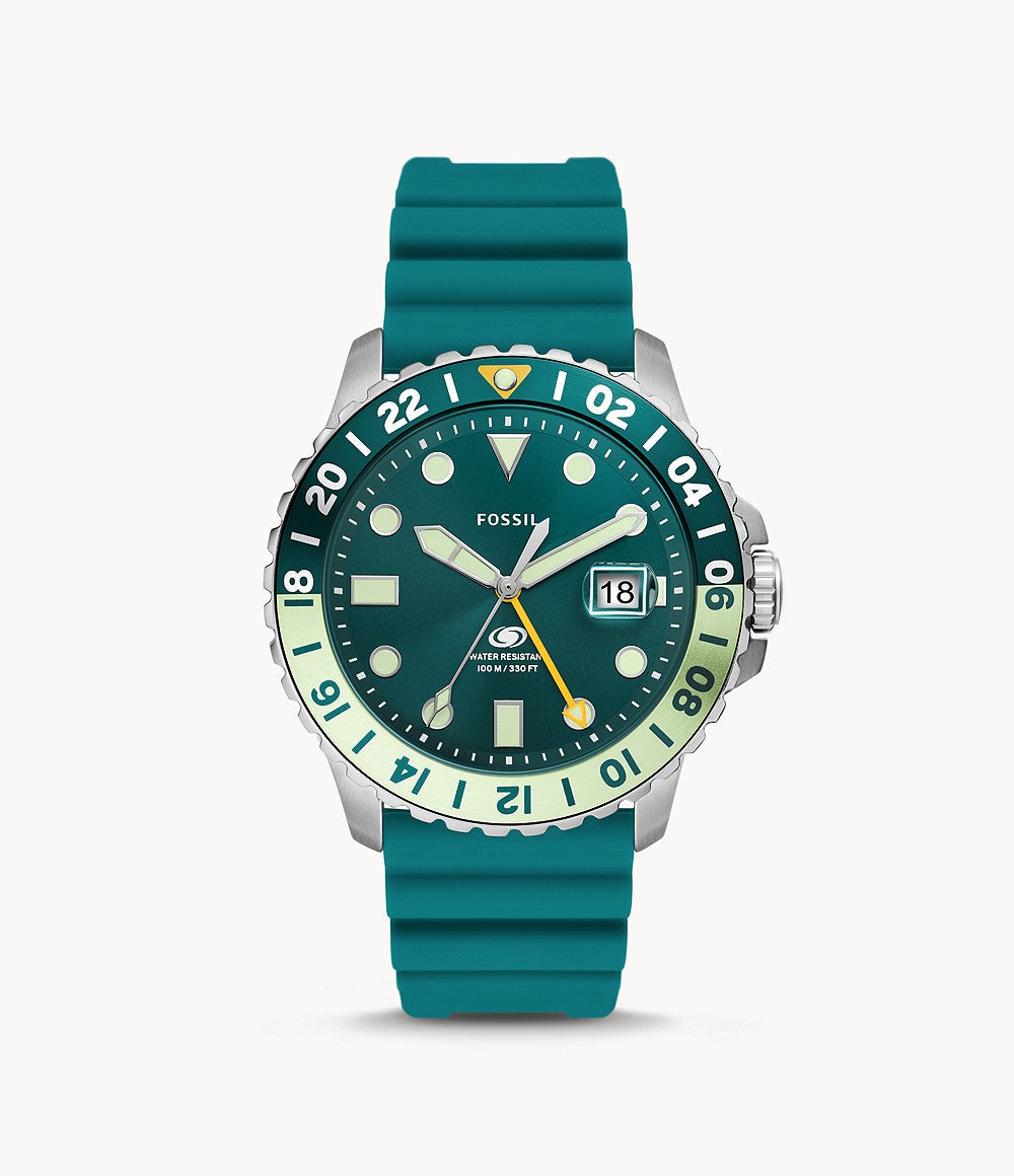 Fossil Blue Gmt Oasis Silicone Men&
