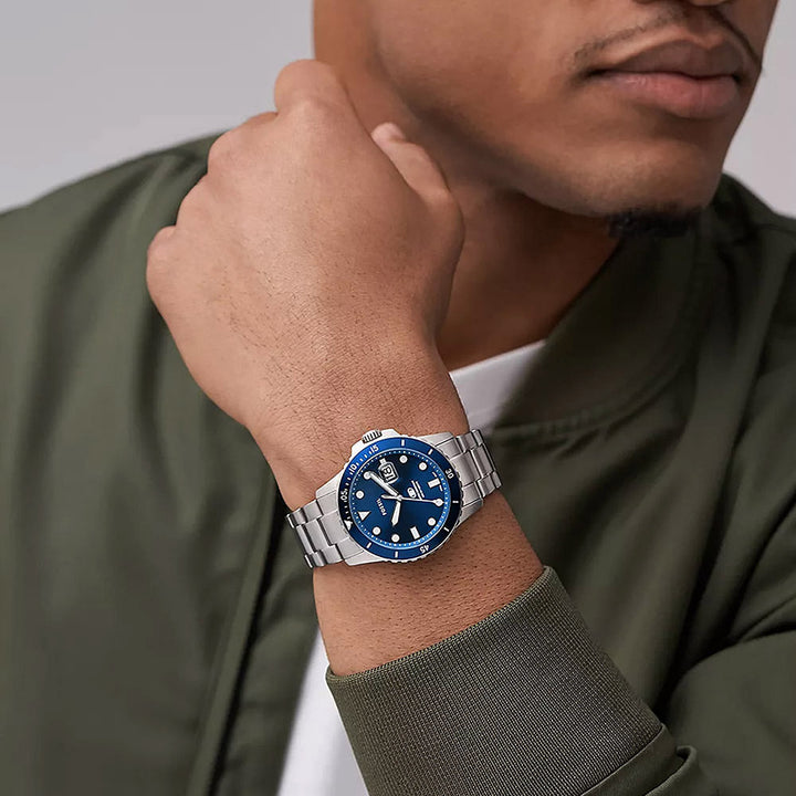 Fossil Fossil Blue Silver Stainless Steel Men's Watch