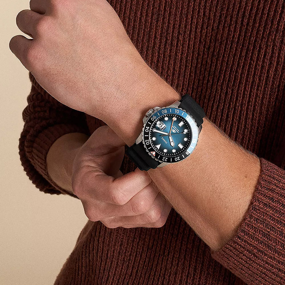 Fossil Fossil Blue Silver Stainless Steel Men&