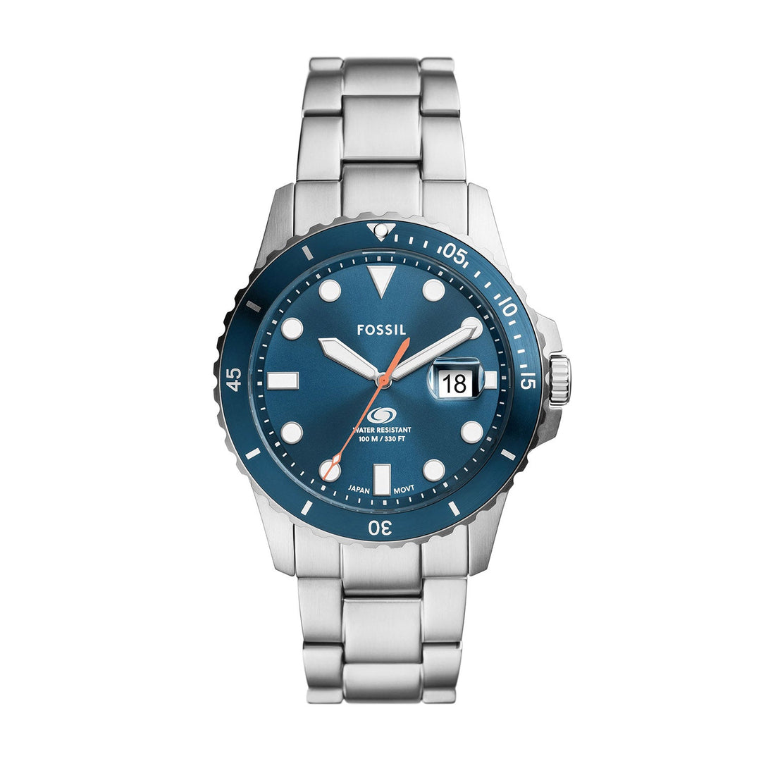 Fossil Blue Silver Stainless Steel Men&
