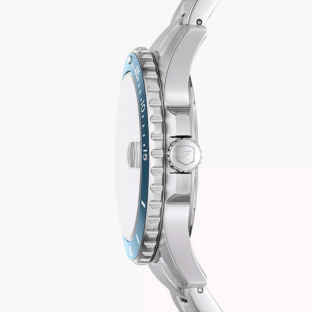 Fossil Blue Silver Stainless Steel Men&