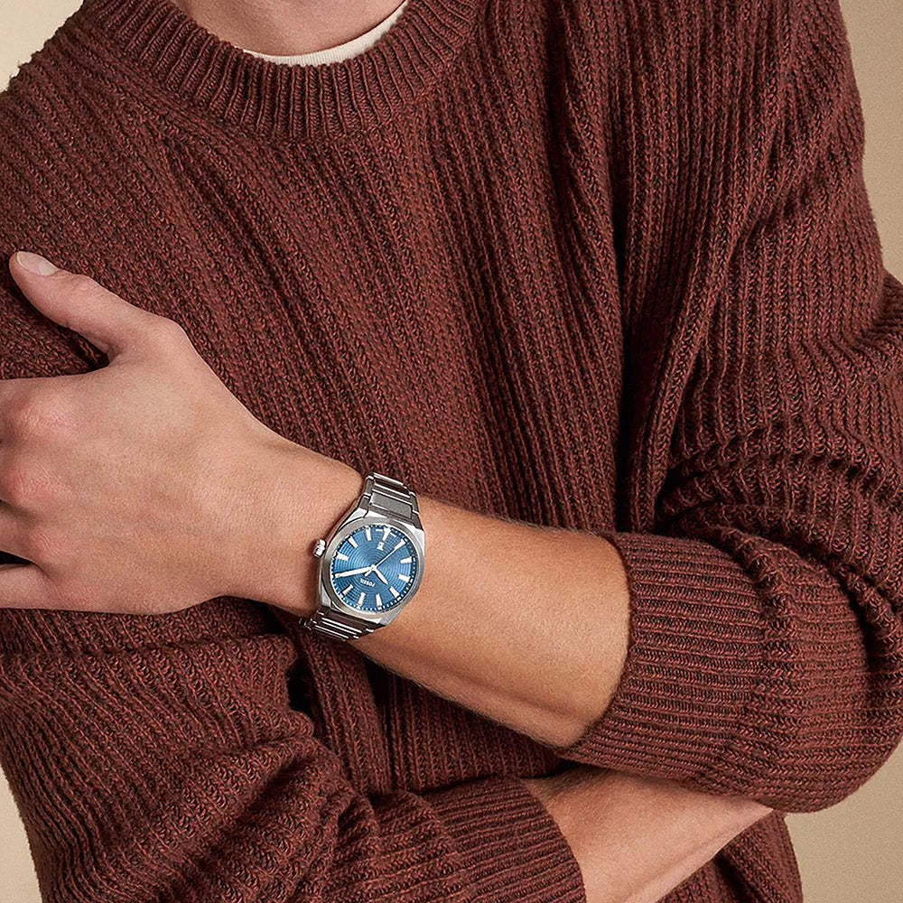 Fossil Everett Silver Stainless Steel Men&