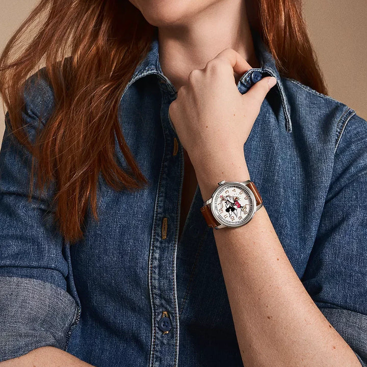 Disney Fossil Limited Edition Automatic Medium Brown LiteHide™ Leather Unisex Watch