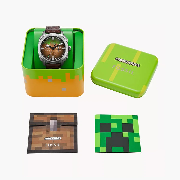 Minecraft x Fossil Limited-Edition Grass Block Chronograph Watch