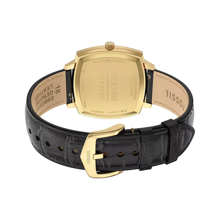 Fossil Unisex Nick Jonas x Fossil Machine Luxe Three-Hand Black Croco Leather Watch