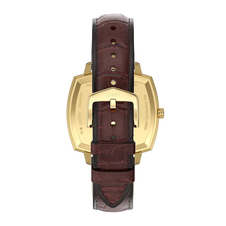 Fossil Unisex Nick Jonas x Fossil Machine Luxe Blue Vignette Three-Hand Brown Croco Leather Watch