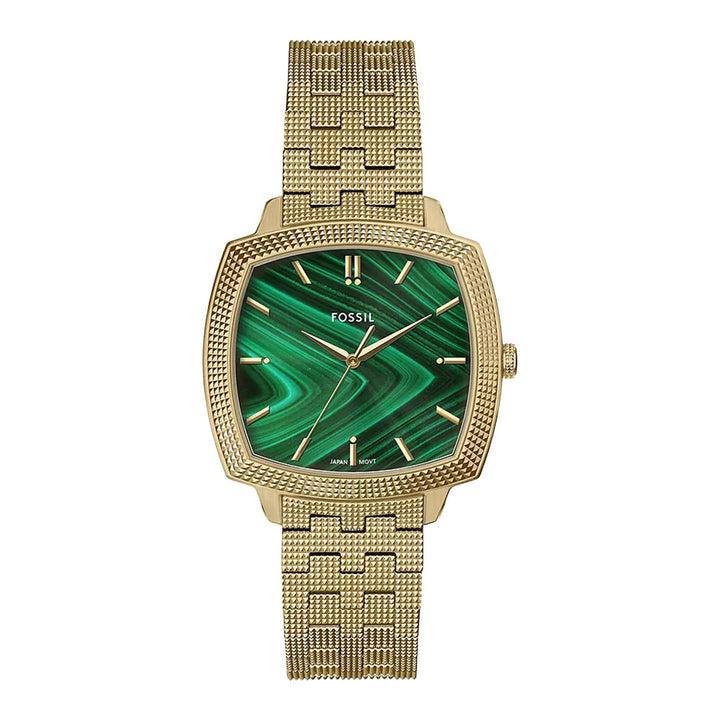 Fossil Unisex Nick Jonas x Fossil Machine Luxe Malachite Three-Hand Gold-Tone Stainless Steel Watch