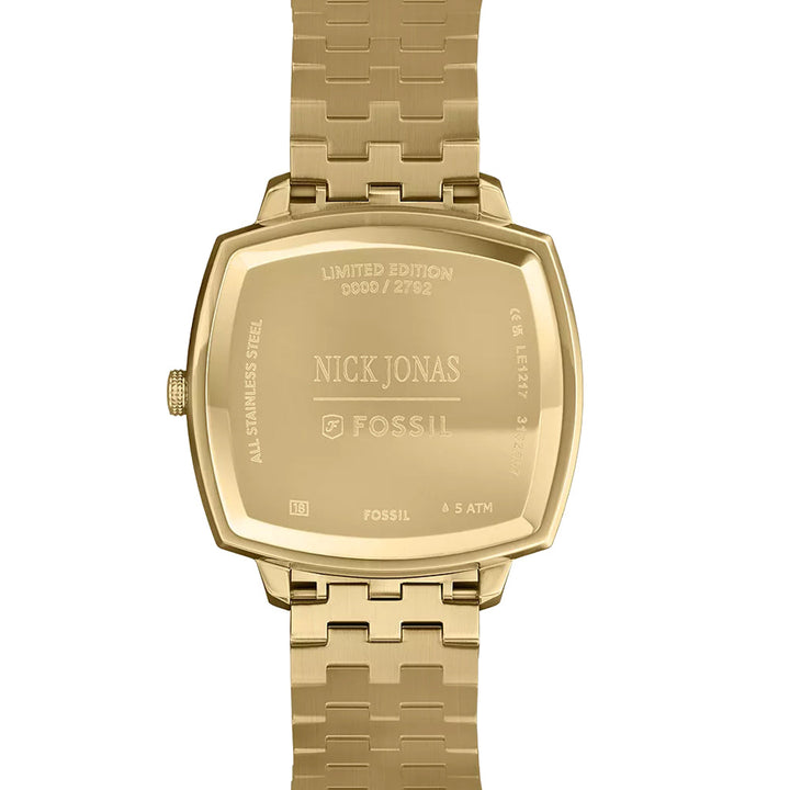 Fossil Unisex Nick Jonas x Fossil Machine Luxe Malachite Three-Hand Gold-Tone Stainless Steel Watch