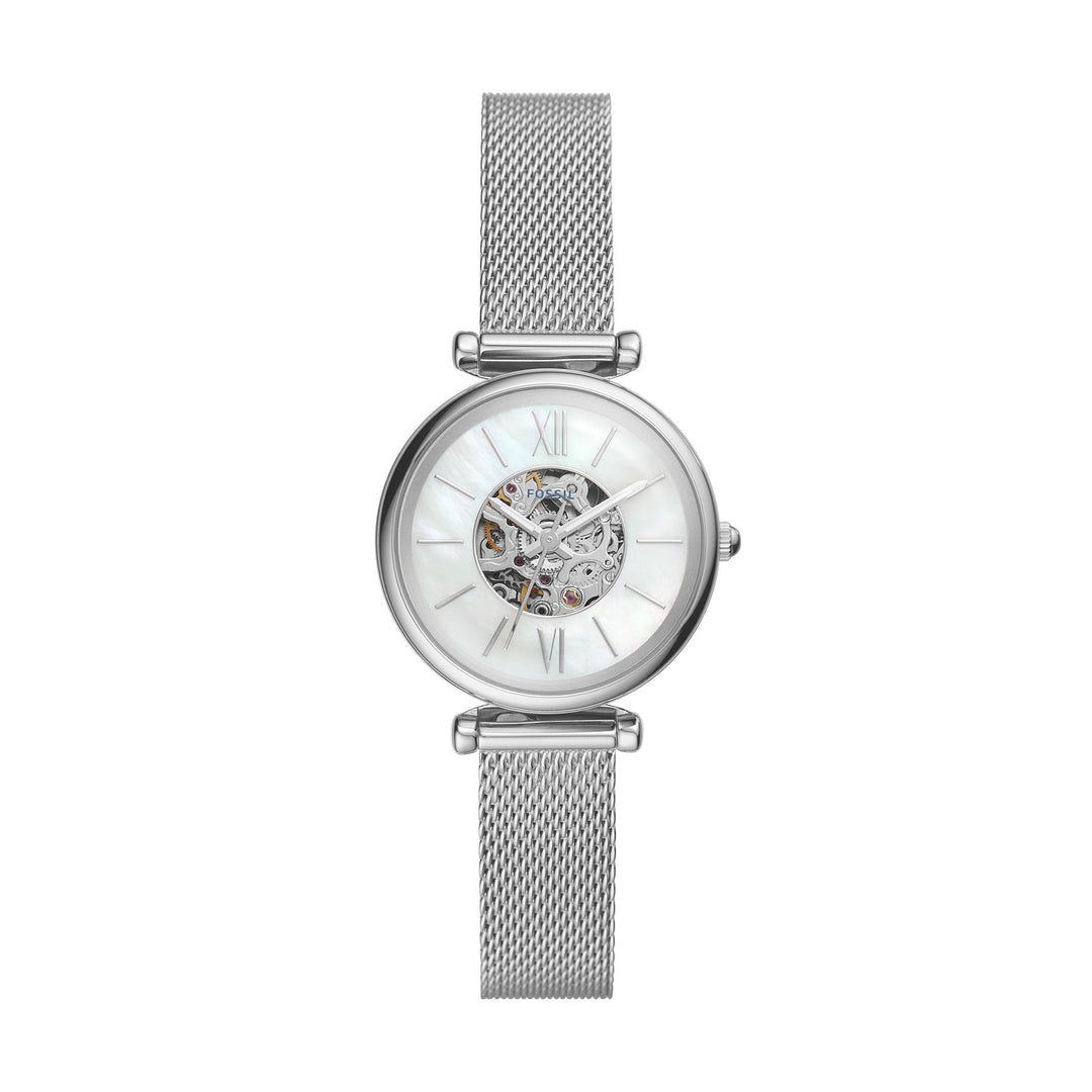 Fossil Carlie Mini Automatic Stainless Steel Mesh Women&