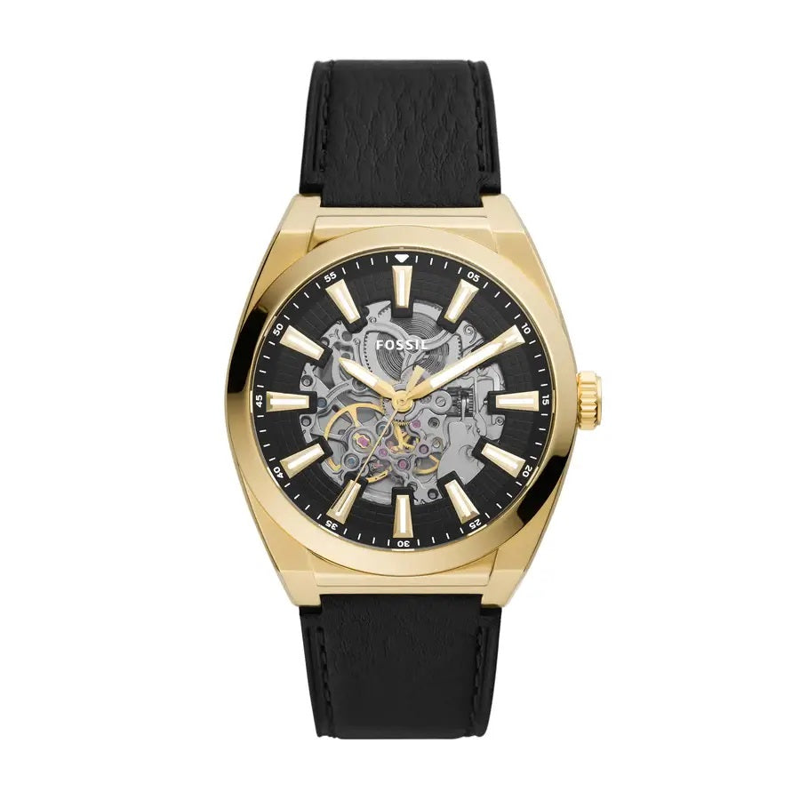 Fossil Everett Automatic Black Eco Leather Men&
