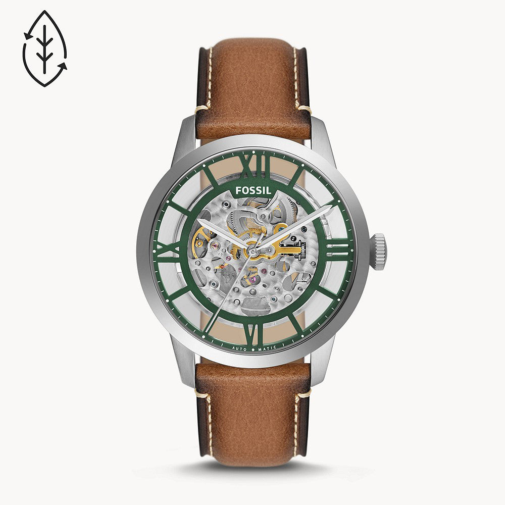 Fossil Townsman Automatic Tan Eco Leather Men&