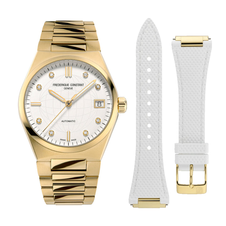 Frederique Constant Highlife Ladies Automatic Watch in Gold-plating + Extra Strap