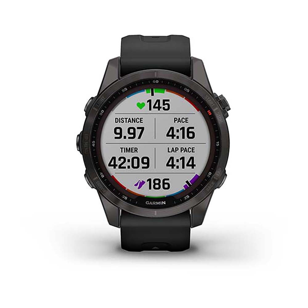 Garmin Fenix 7S Sapphire Carbon Gray DLC W Ith Black Band Full Color Display Watch - 010-02539-25