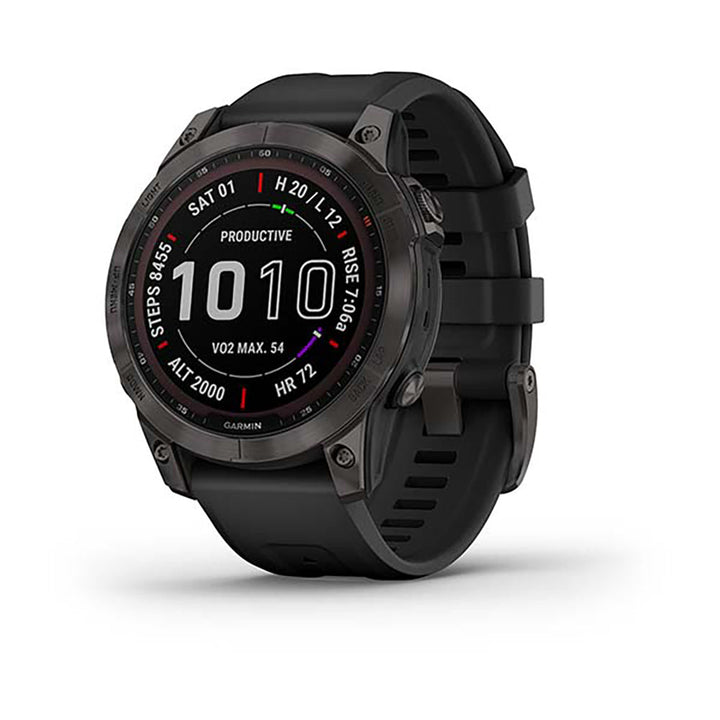Garmin Fenix 7 Sapphire Carbon Gry DLC Ti W Blk Bnd Gps Full Color Display Watch - 010-02540-21
