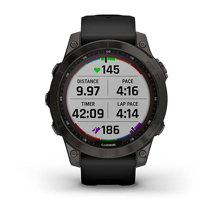 Garmin Fenix 7 Sapphire Carbon Gry DLC Ti W Blk Bnd Gps Full Color Display Watch - 010-02540-21