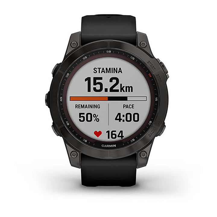 Garmin Fenix 7 Sapphire Carbon Gry DLC Ti W Blk Bnd Gps Full Color Display Watch - 010-02540-21