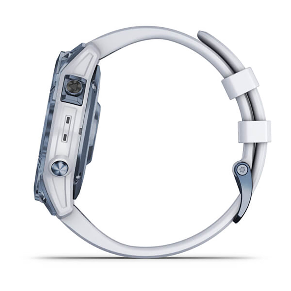 Garmin Fenix 7 Sapphire Mineral Blue Titanium White Band Full Display Watch - 010-02540-25