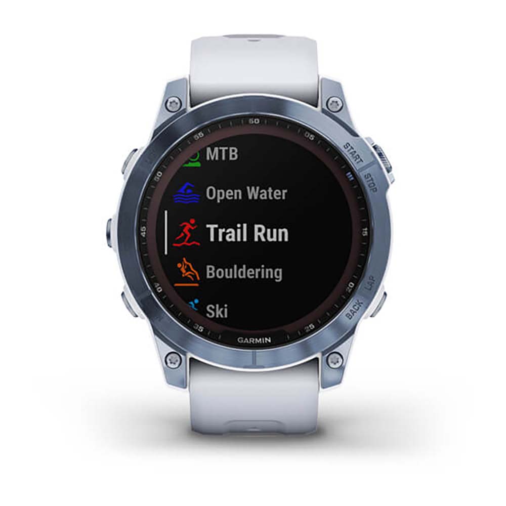 Garmin Fenix 7 Sapphire Mineral Blue Titanium White Band Full Display Watch - 010-02540-25