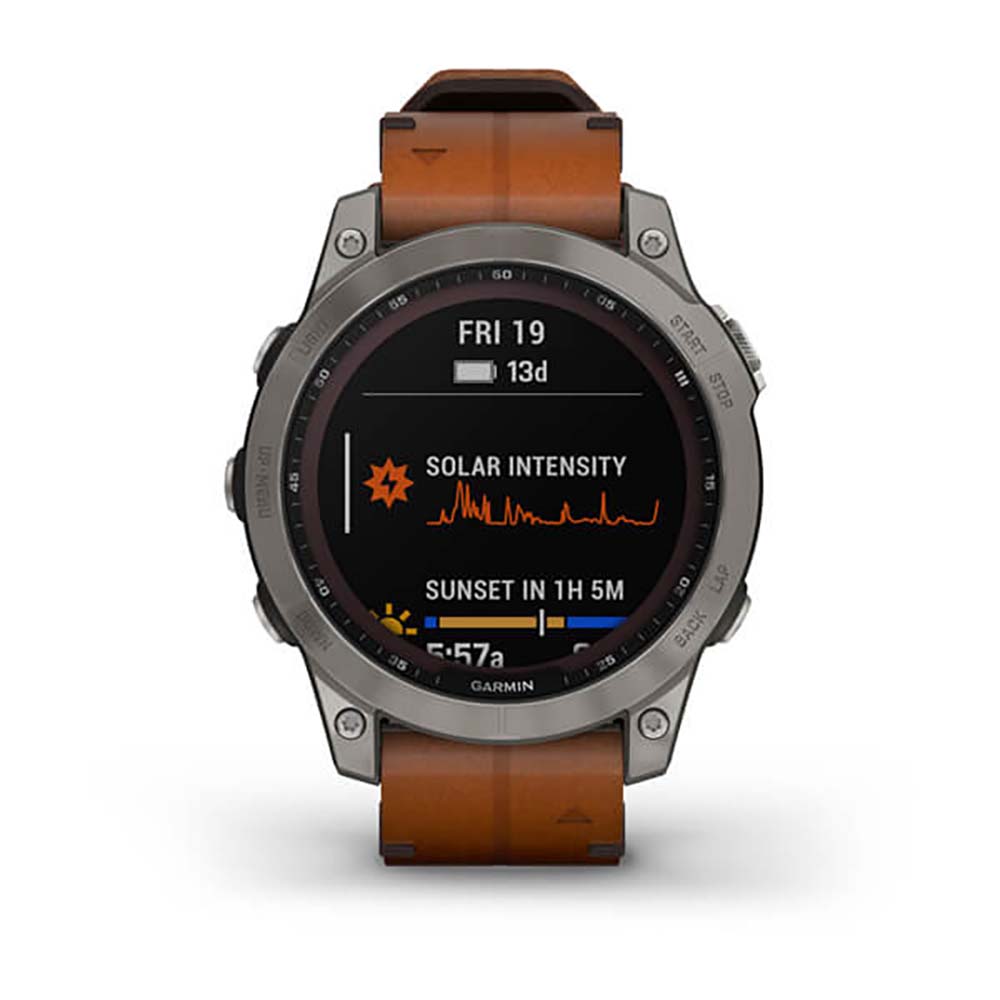 Garmin Fenix 7 Sapphire Titanium Chestnut Leather Band Full Display Watch with Additional Strap - 010-02540-31