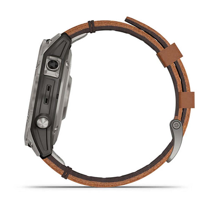 Garmin Fenix 7 Sapphire Titanium Chestnut Leather Band Full Display Watch with Additional Strap - 010-02540-31