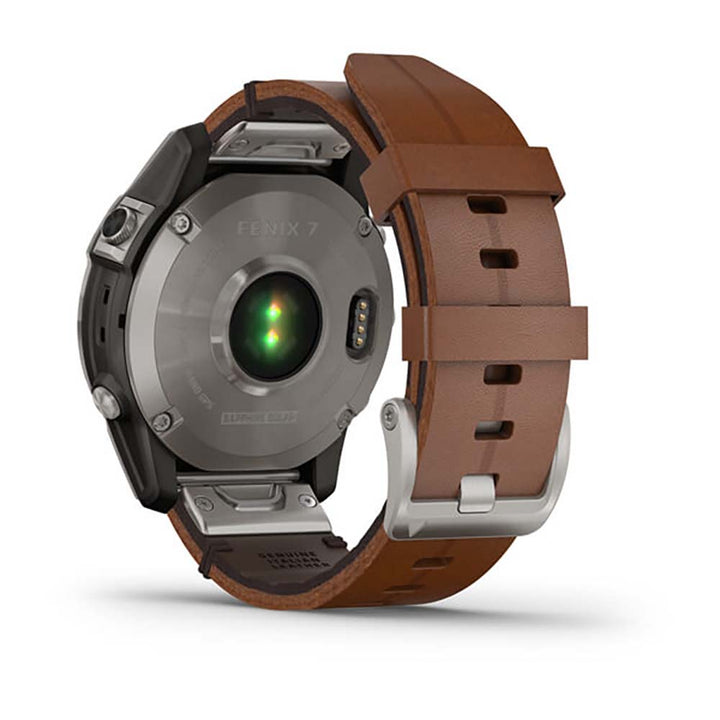 Garmin Fenix 7 Sapphire Titanium Chestnut Leather Band Full Display Watch with Additional Strap - 010-02540-31
