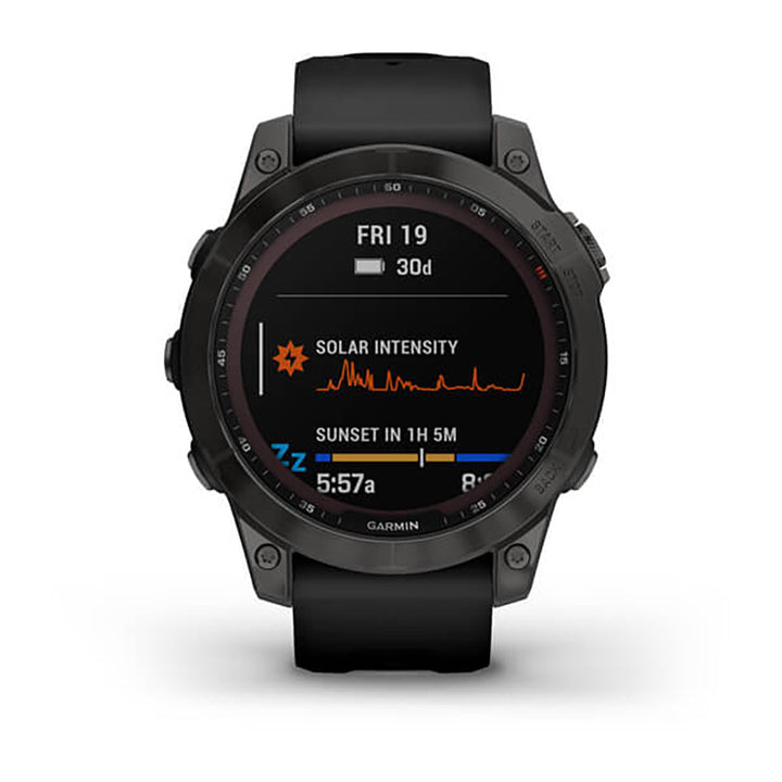 Garmin Fenix 7 Sapphire Black DLC Titanium Silicone Band Full Display Watch - 010-02540-35