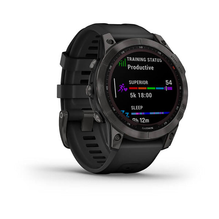 Garmin Fenix 7 Sapphire Black DLC Titanium Silicone Band Full Display Watch - 010-02540-35