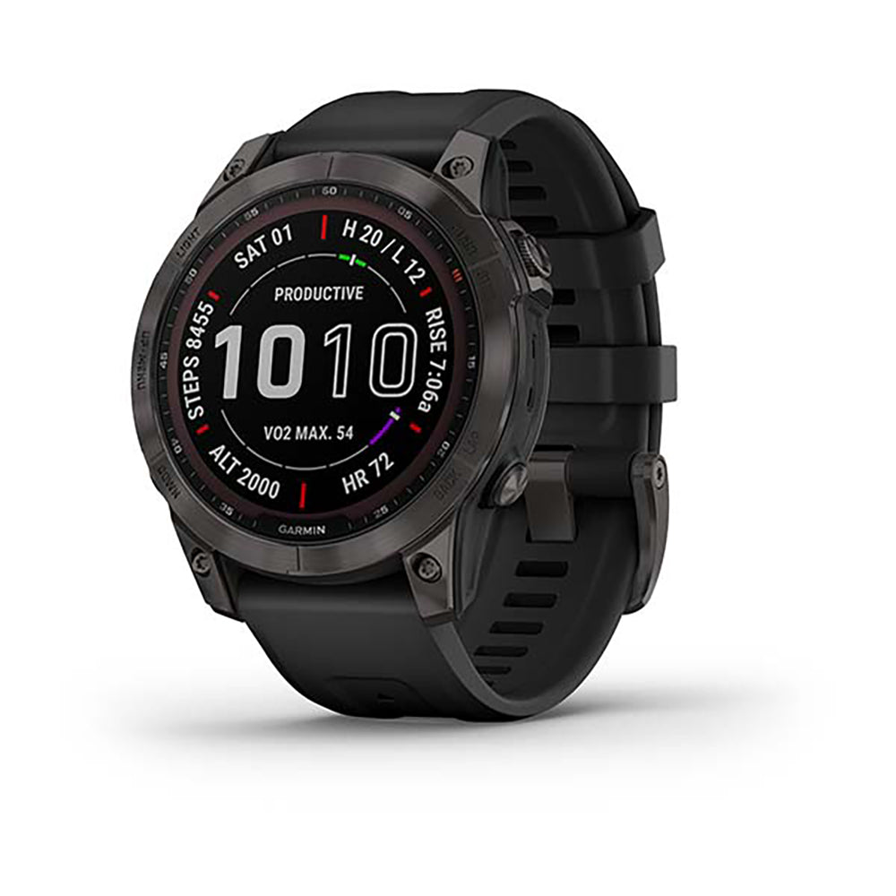 Garmin Fenix 7 Sapphire Black DLC Titanium Silicone Band Full Display Watch - 010-02540-35