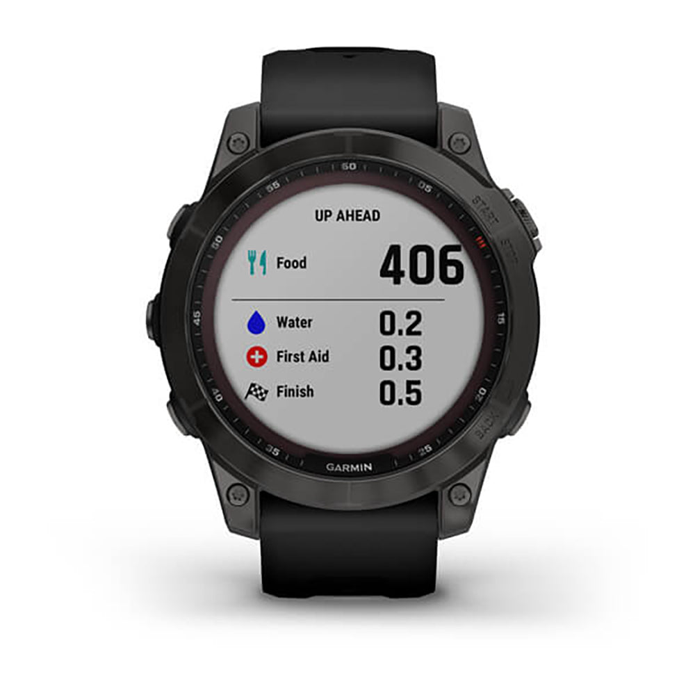 Garmin Fenix 7 Sapphire Black DLC Titanium Silicone Band Full Display Watch - 010-02540-35