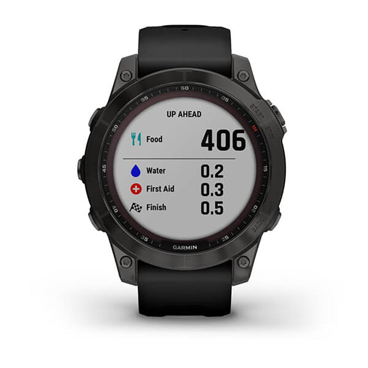 Garmin Fenix 7 Sapphire Black DLC Titanium Silicone Band Full Display Watch - 010-02540-35