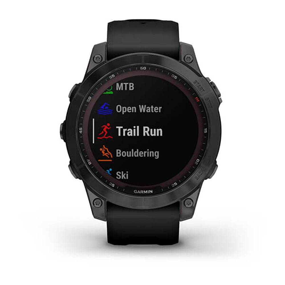 Garmin Fenix 7 Sapphire Black DLC Titanium Silicone Band Full Display Watch - 010-02540-35