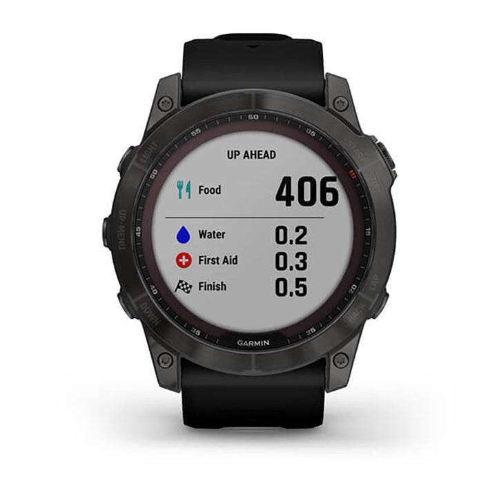 Garmin Fenix 7X Sapphire Carbon Gray Ti W Silcone Band Full Color Display Watch - 010-02541-11