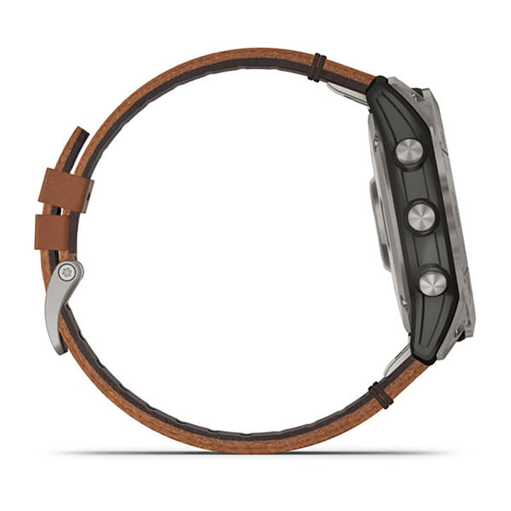 Garmin Fenix 7X Sapphire Solar Titanium Chestnut Leather Band Full Display Watch - 010-02541-19