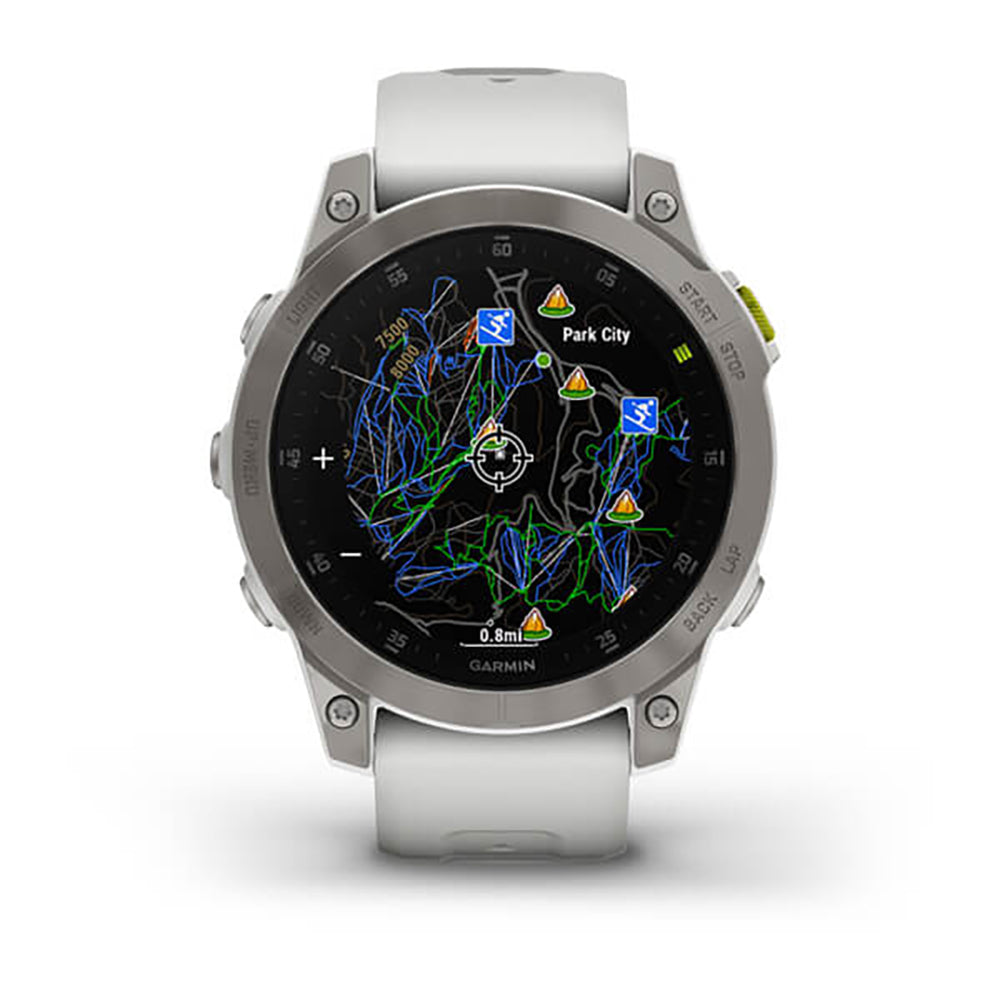 Garmin Epix Gen 2 Carrera White Ti W Silicone Band Full Color Display Watch - 010-02582-21