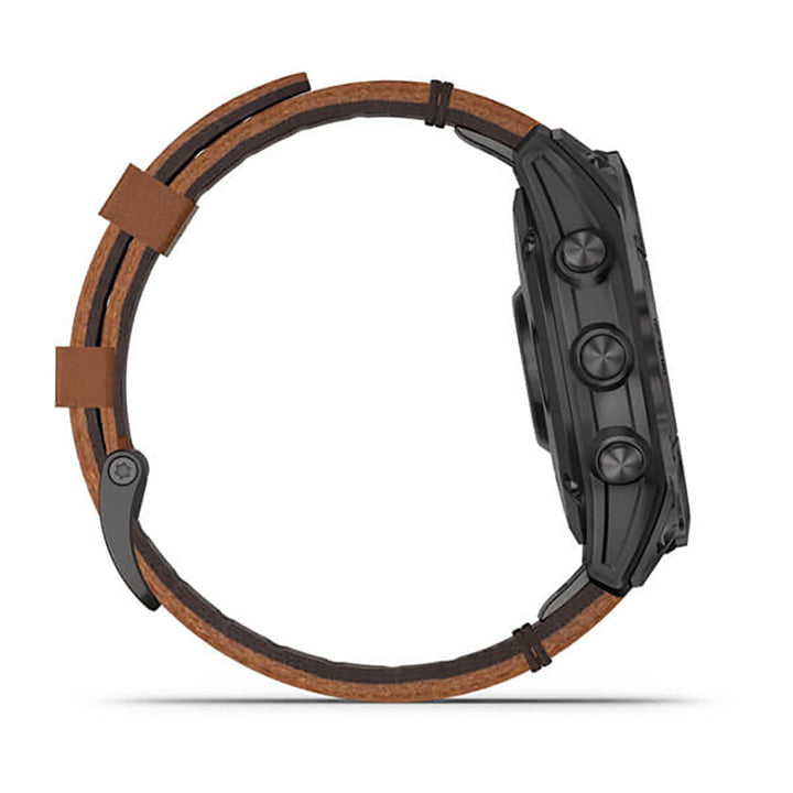 Garmin Epix Gen 2 Black Carbon Gray DLC Ti W Leather Band Full Color Display Watch - 010-02582-30
