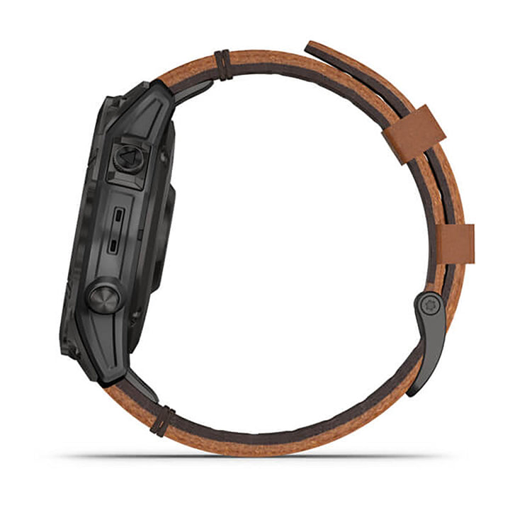 Garmin Epix Gen 2 Black Carbon Gray DLC Ti W Leather Band Full Color Display Watch - 010-02582-30